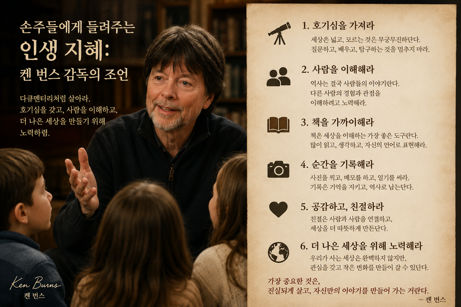 손주들에게 들려주는 인생 지혜: 켄 번스 감독의 조언