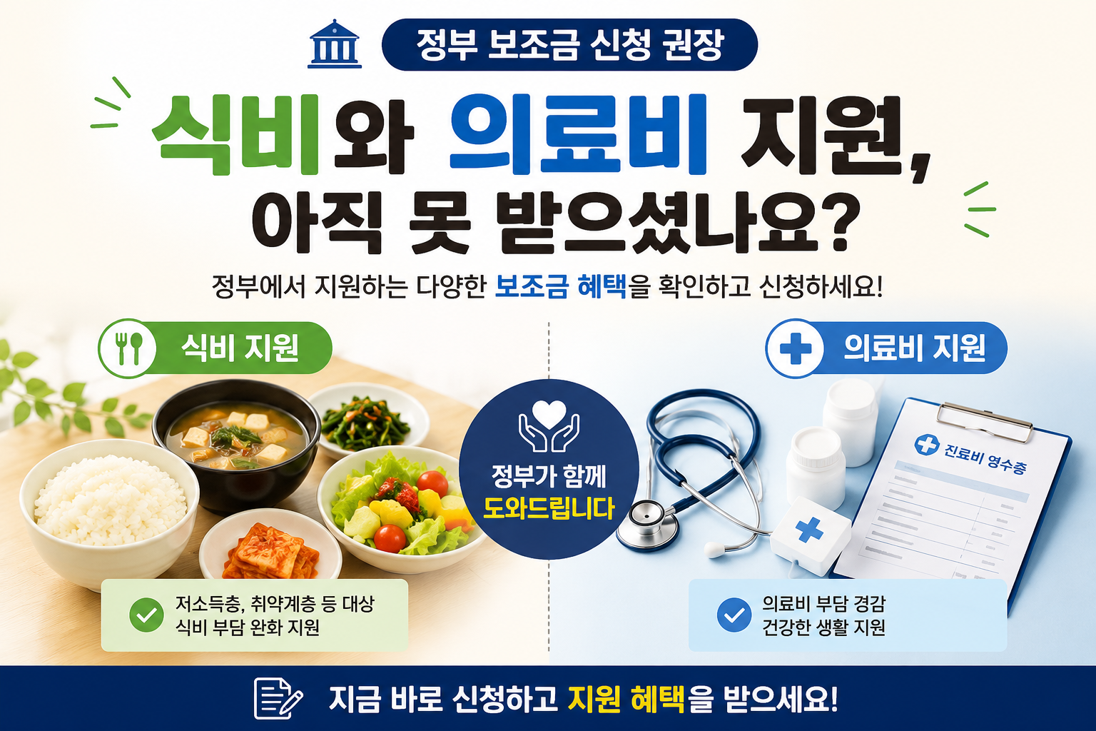 식비와 의료비 지원, 아직 못 받으셨나요? 정부 보조금 신청 권장 소식